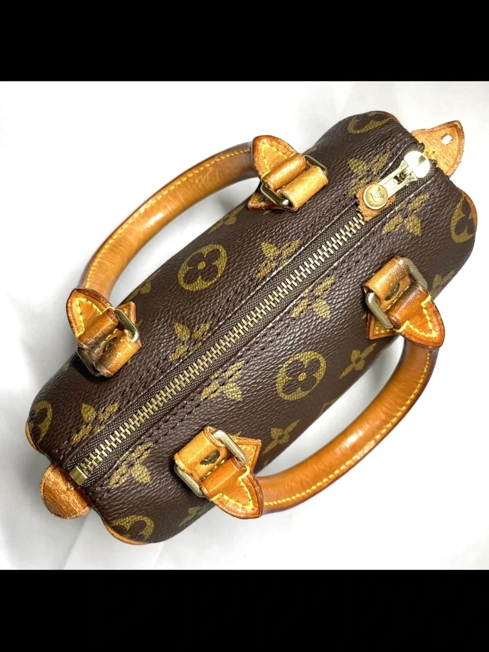Louis Vuitton Brown Monogram Mini Speedy with Tan Trim